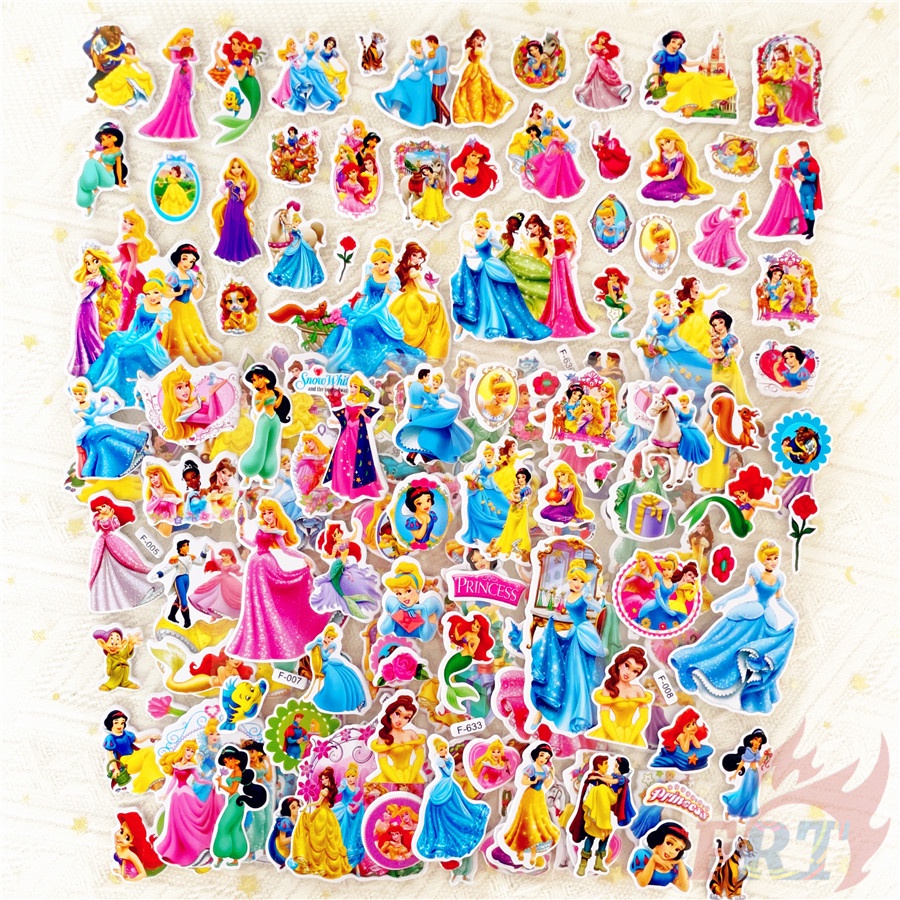 ❣️Set 12 Tấm Hình Dán Công Chúa Disney Series 01❣️Miếng Dán PVC Chống Thấm Nước Họa Tiết Hoạt Hình 3D Xinh Xắn