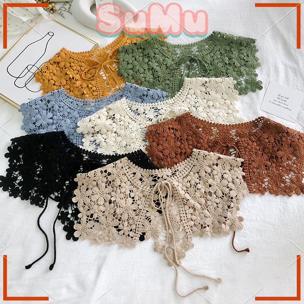 Sumu Áo Choàng Cổ Mini Vải Ren Có Thể Tháo Rời