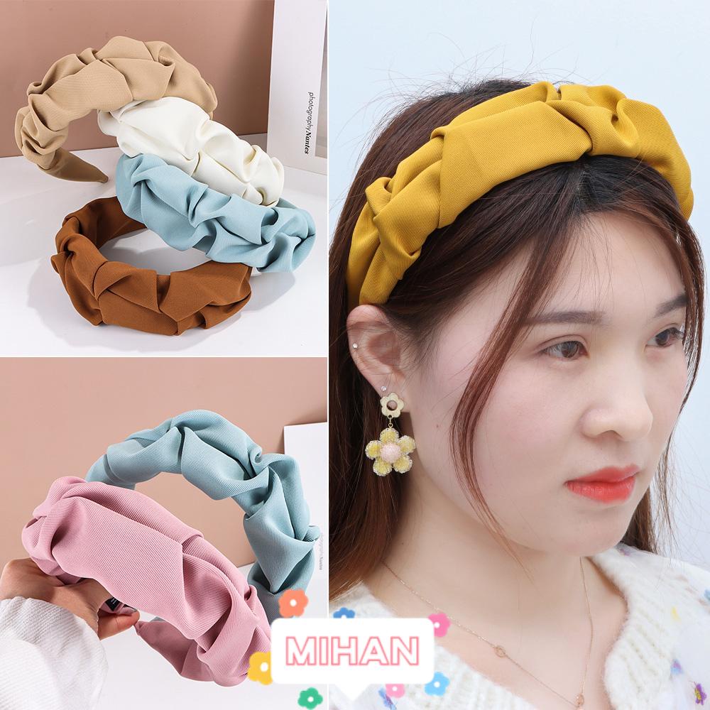 Băng Đô Cài Tóc Bản Rộng Màu Trơn Thời Trang MIHAN1