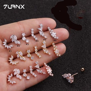 7uanX 1 Đôi Bông Tai Hình Chiếc Lá Bằng Thép Không Gỉ 6Mm 20Gauge