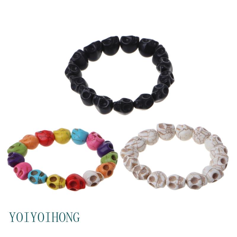 Yoi Vòng Tay Co Giãn Đính Đá Turquoise Đầu Lâu Howlite Ngày Chết
