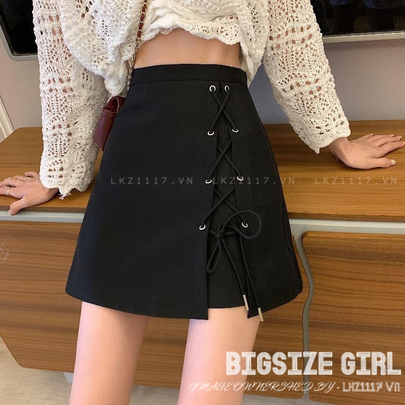 chân váy ngắn Bigsize chân váy nữ lưng cao cạp cao đen chữ a mùa thu Phong cách Hàn Quốc Thời Trang cá tính xinh đẹp cho người mập béo nữ