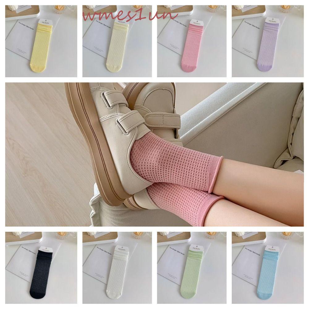 Vớ Viền Mềm Co Giãn Màu Kẹo Ngọt Phong Cách Hàn Quốc WMES15H Cho Nữ