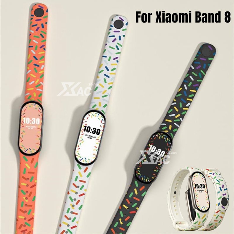 Dây Đeo Cao Su Silicon Màu Cầu Vồng Cho Đồng Hồ Thông Minh Xiaomi Band 8 7 6 5 miband8 Correa