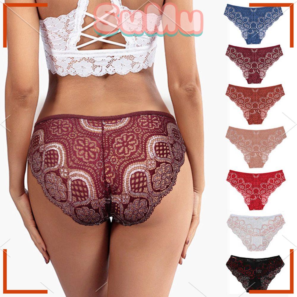 Quần Lót Ren Không Đường May Lưng Thấp Nâng Hông Dành Cho Nữ