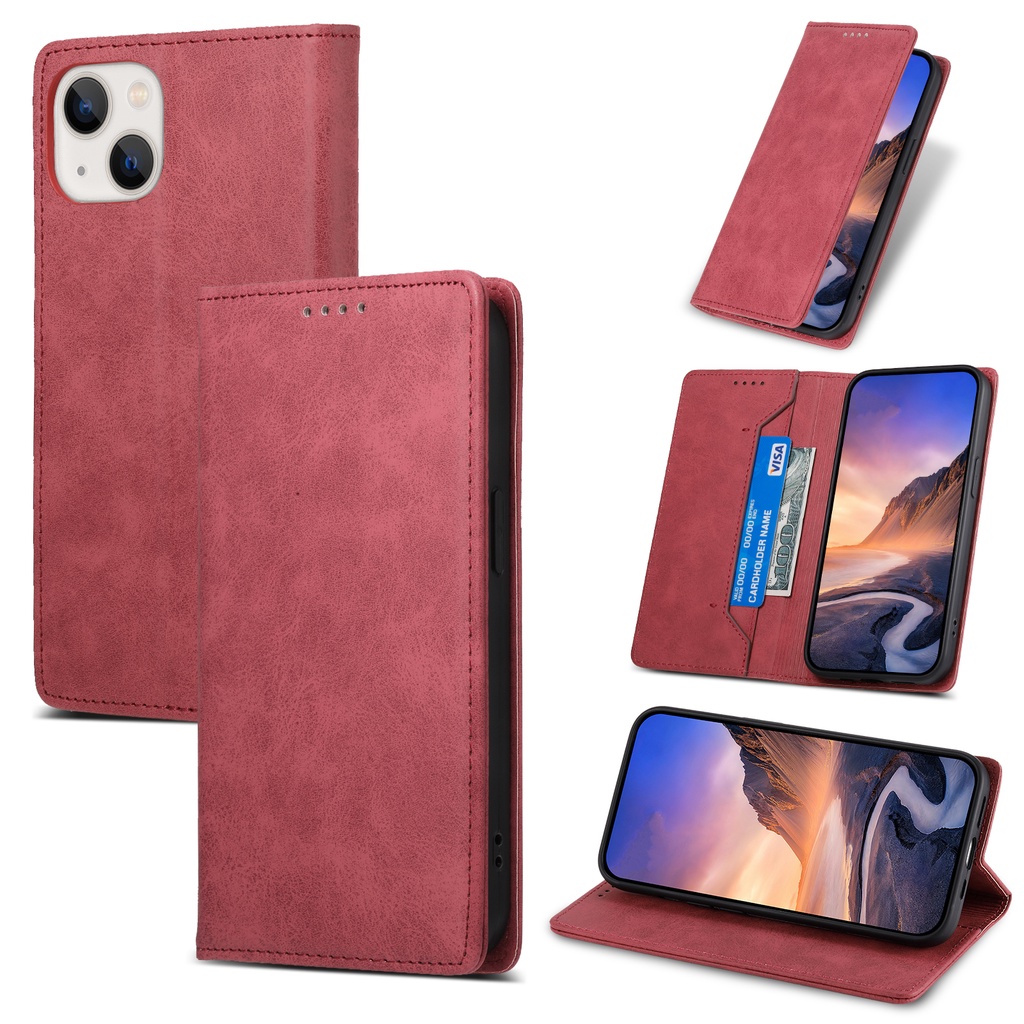 Cho iphone 11 Pro Max SE 2022 6s plus 7 8 XR XS Max 12 mini Bao Da Điện Thoại Nắp Lật Kèm Ngăn Đựng Thẻ Khóa Nam Châm