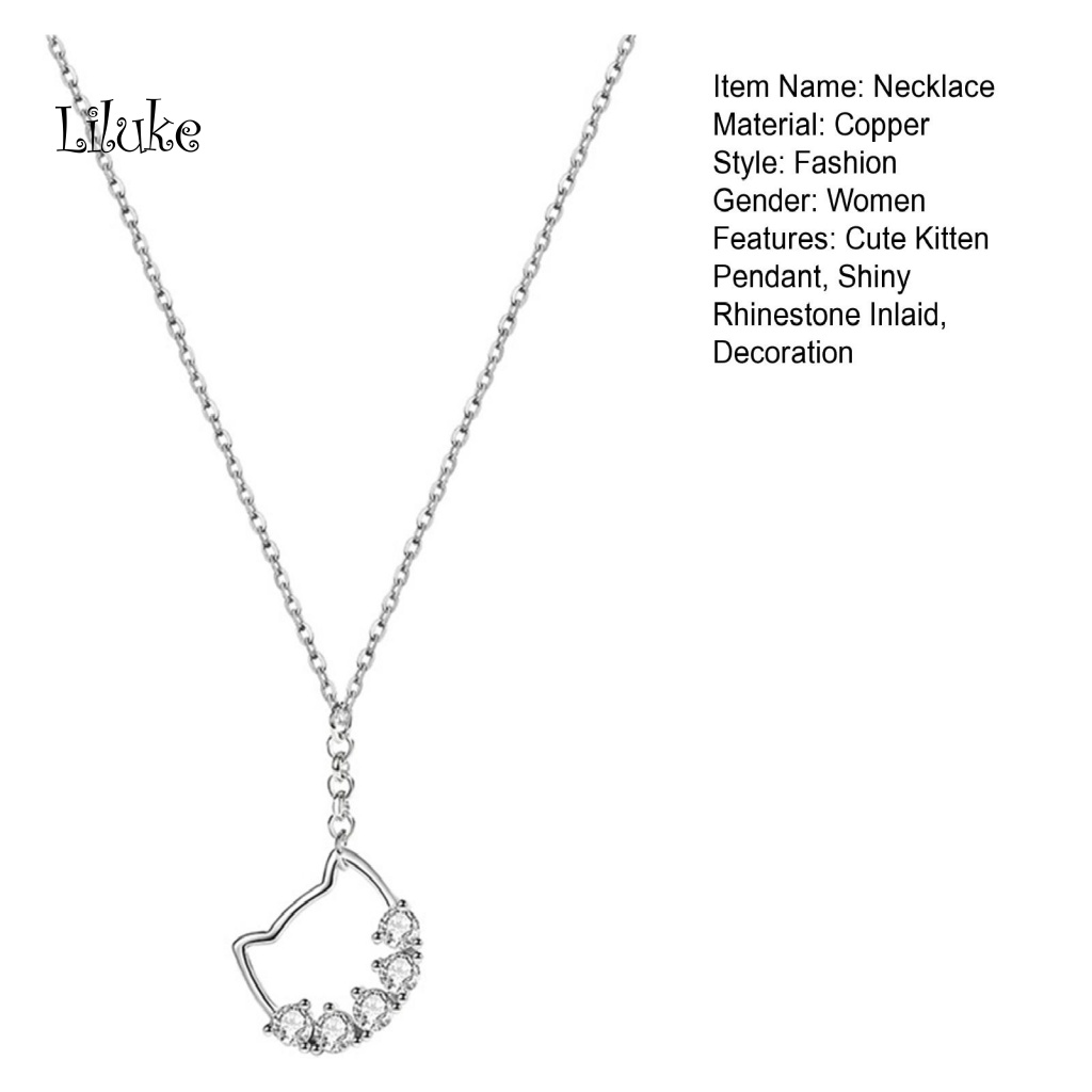 Vòng cổ Hợp Kim Trang Trí Hình Mèo Con Đính Đá Xinh Xắn Dễ Thương Cho Nữ