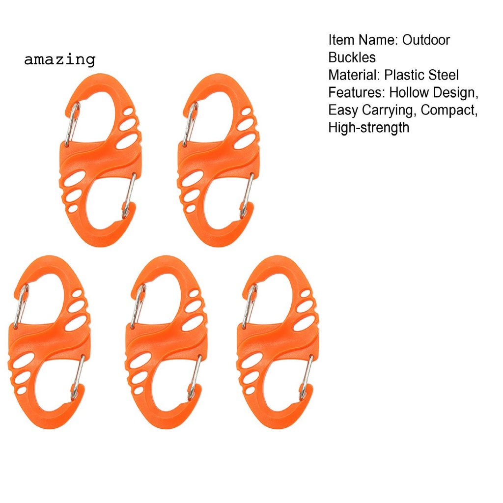 Set 5 Móc Khóa Chữ S Mini Bằng Nhựa Và Thép Gọn Nhẹ Tiện Dụng Cho Hoạt Động Leo Núi Ngoài Trời