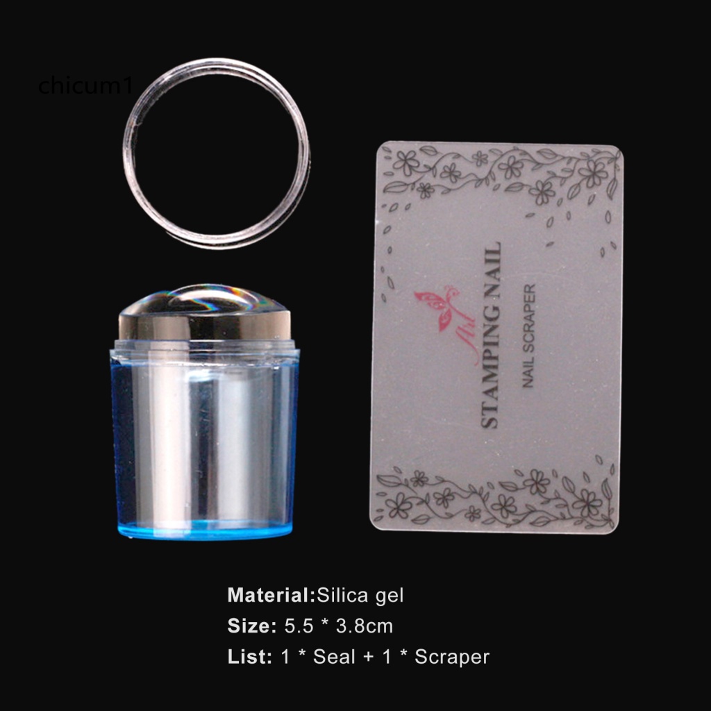 1 Bộ Dụng Cụ In Dấu Trang Trí Móng Tay Bằng Silicon Trong Suốt Kèm Dụng Cụ Cạo Tiện Dụng