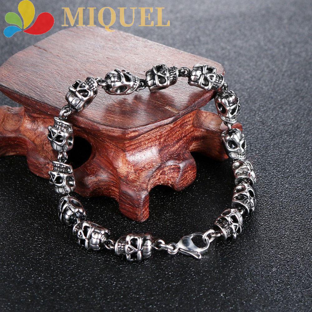 Vòng Tay Chuỗi Hạt Hình Đầu Lâu Bằng Hợp Kim Phong Cách Punk Hip Hop Gothic Cho Nữ