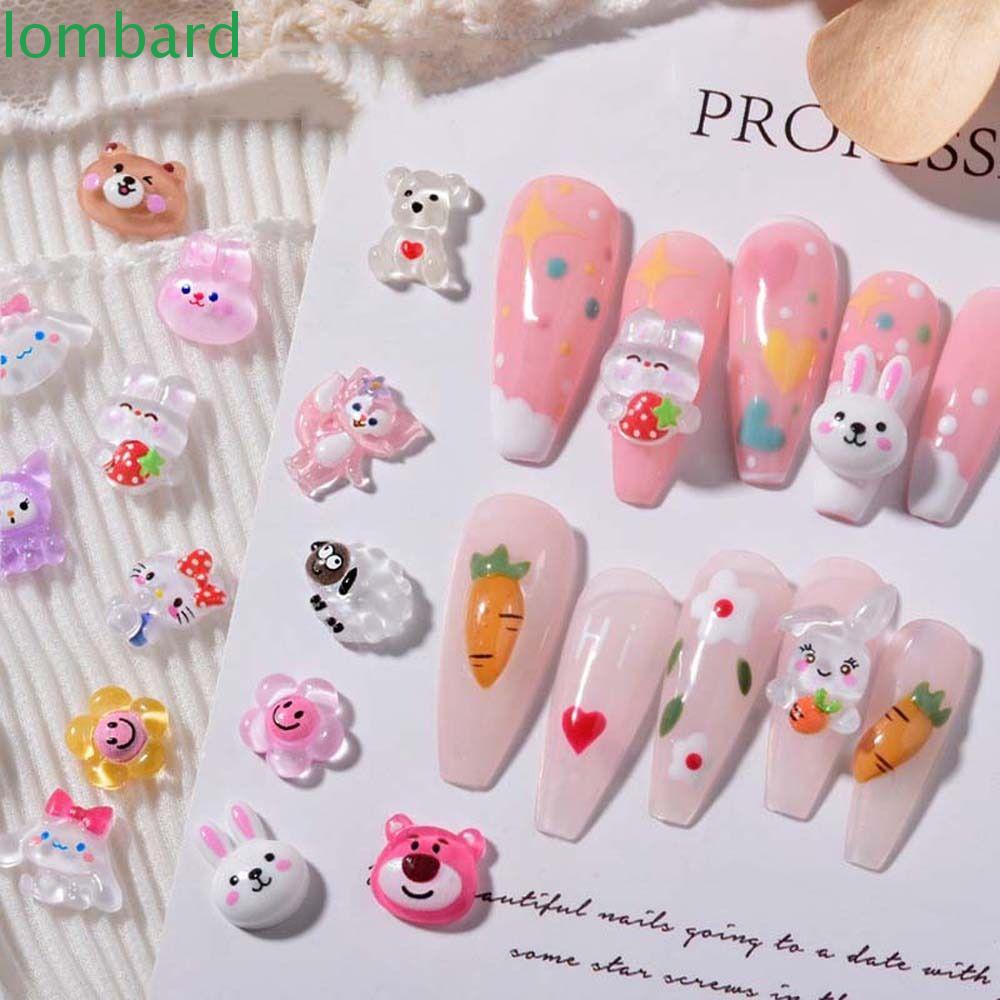 Phụ Kiện Trang Trí Móng Tay Hình Thỏ Gấu Kuromi Dâu Tây Hoạt Hình Dành Cho Nữ