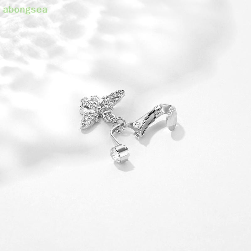 Abongsea Khuyên Rốn Đính Đá Zircon Bằng Thép Không Cần Khoan Lỗ Hình Ong Sáng Tạo Quyến Rũ