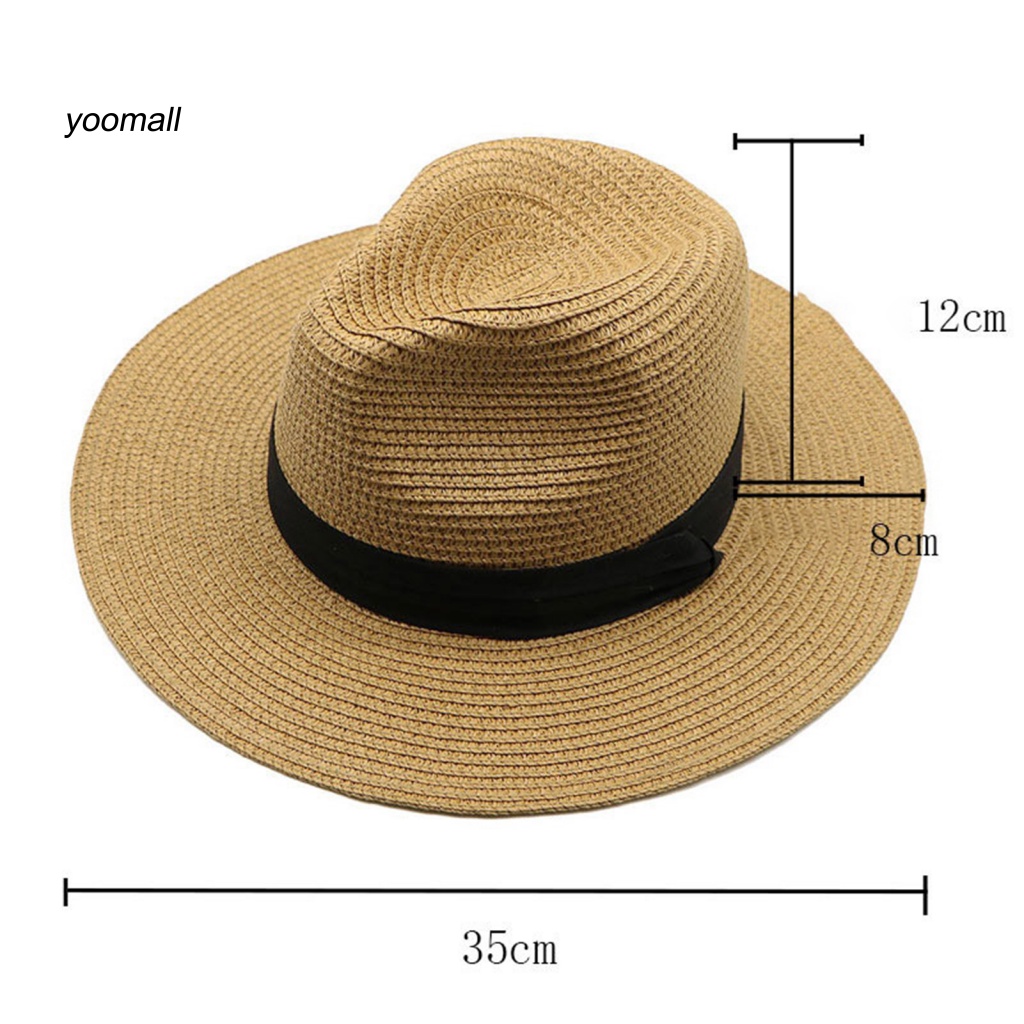 Mũ Rơm Vành Tròn Mềm Mại Chống Tia UV Màu Tương Phản Có Thể Gập Lại Cho Nam Và Nữ