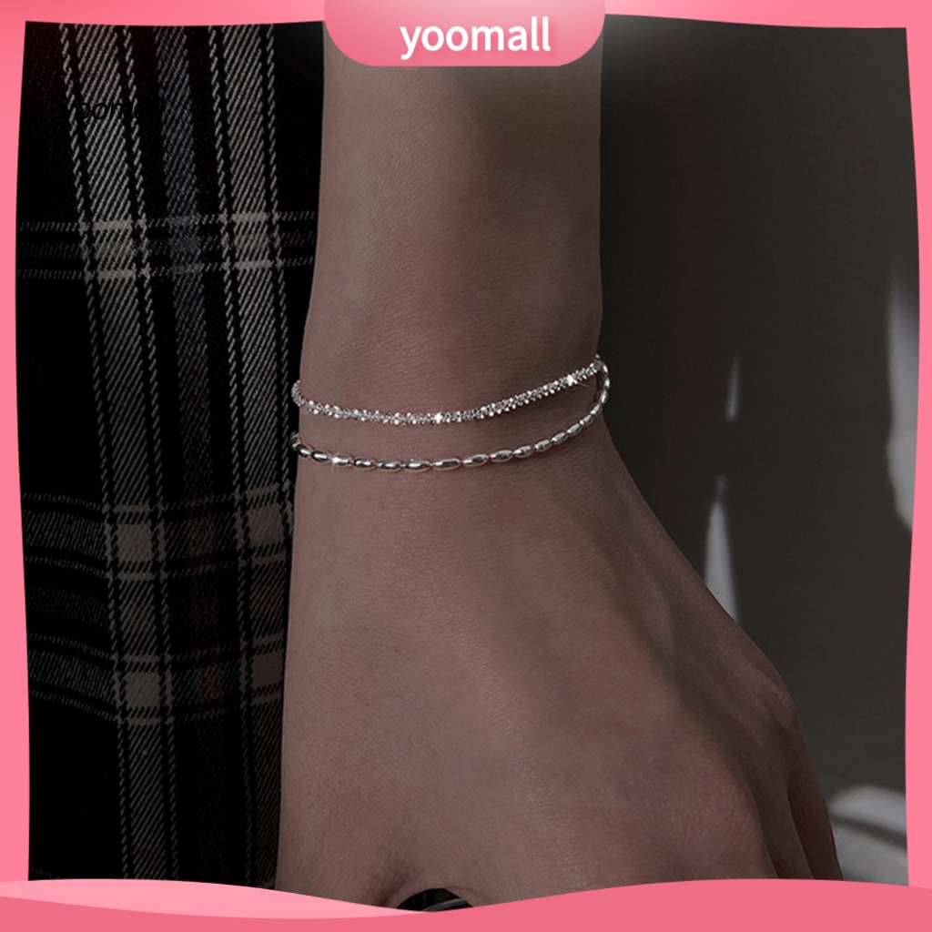 Vòng Tay Hai Lớp Đính Đá Có Thể Điều Chỉnh Phong Cách Hàn Quốc Dành Cho Nữ