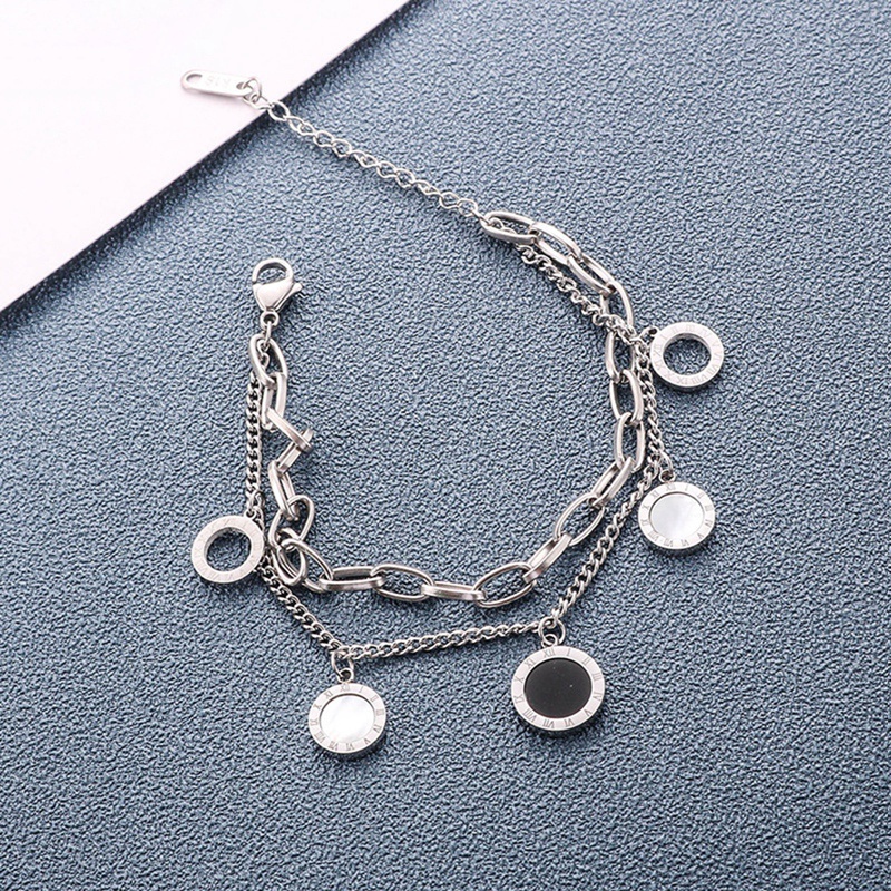 Ygt Vòng Tay Nhiều Lớp Bằng Thép Titan Mặt Hình Đồng Xu Và Thánh Giá Đính Ngọc Trai Phong Cách Punk Gothic Punk Cổ