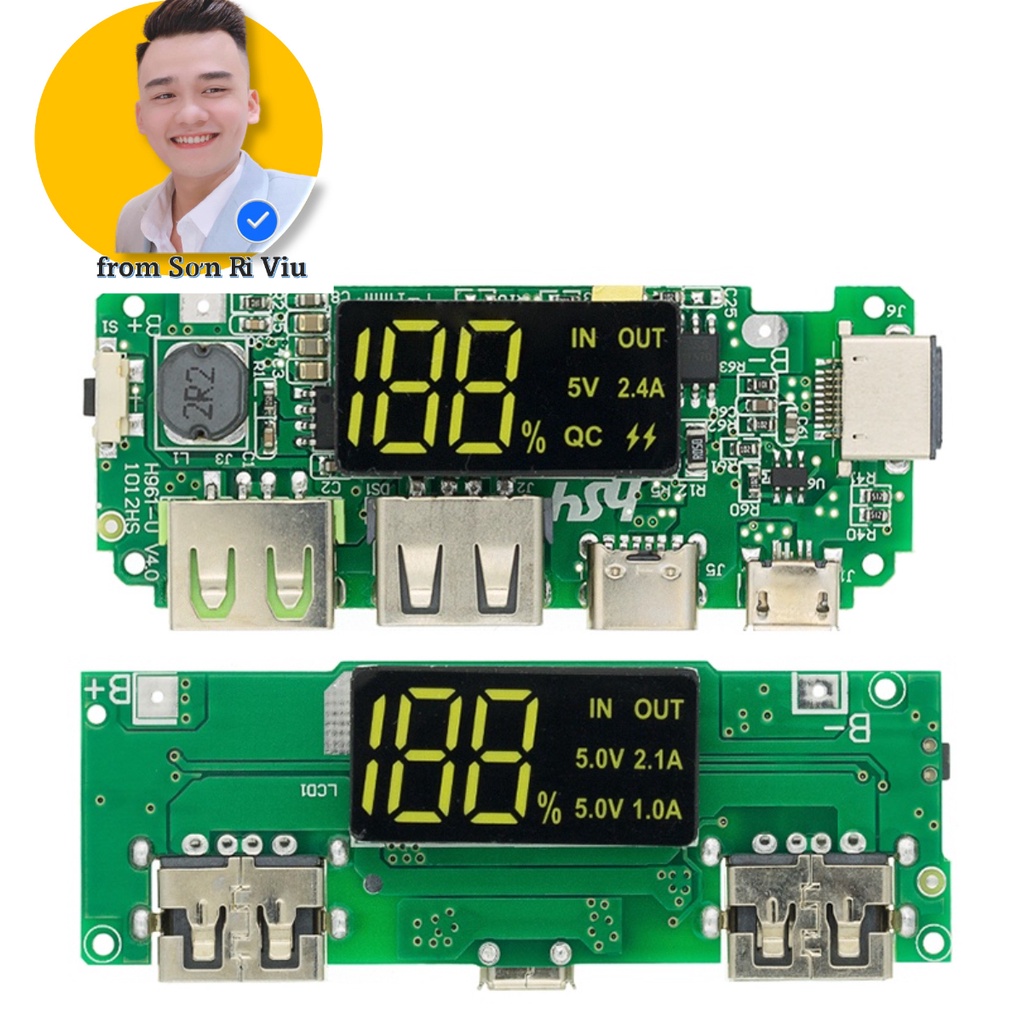 Mạch Sạc Pin Lithium 18650 Hai Cổng USB 5V 2.4A Micro/Type-C USB Cho Điện Thoại
