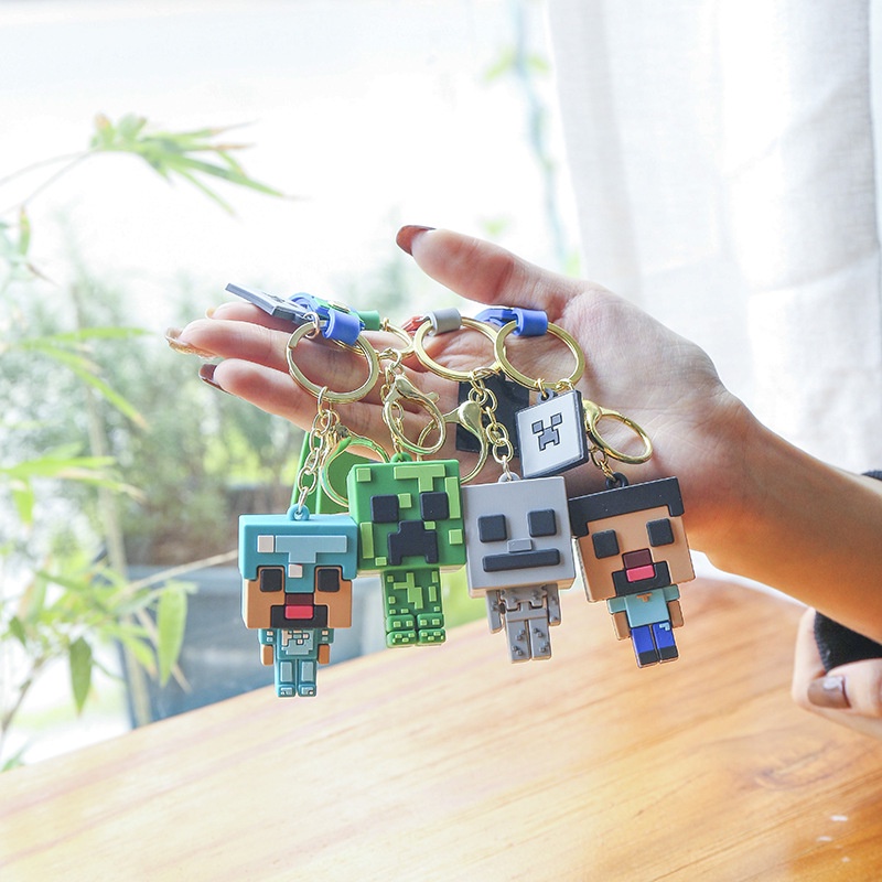 Móc Khóa Hình Nhân Vật Hoạt Hình Minecraft 3D Dễ Thương