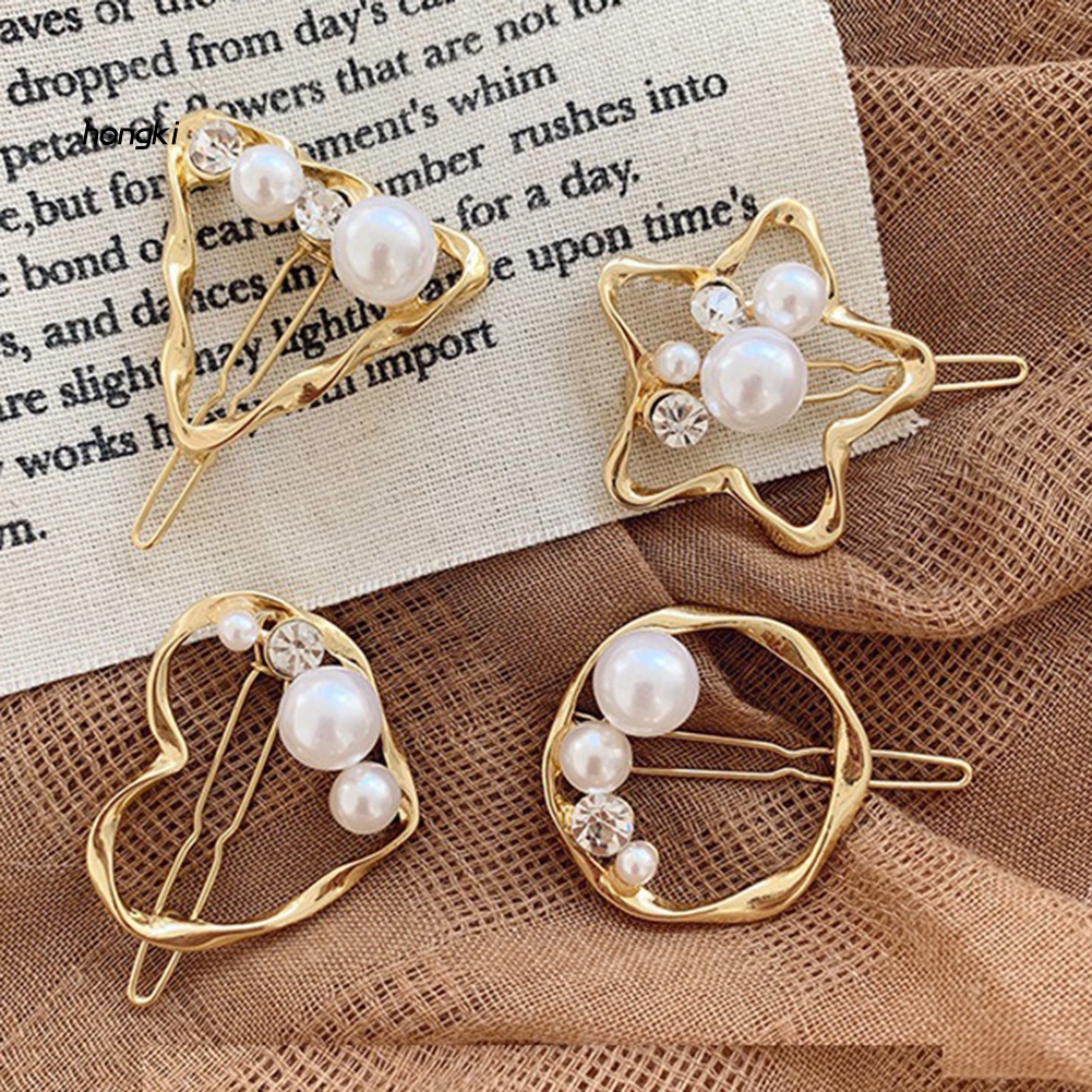 Kẹp Tóc Hình Ngôi Sao / Trái Tim Đính Ngọc Trai Giả Thời Trang