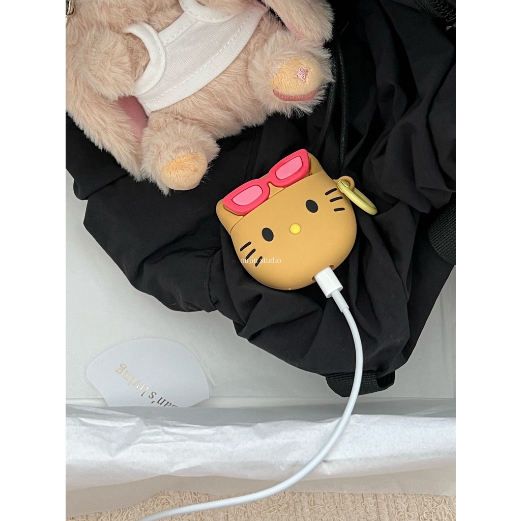 Vỏ Bảo Vệ Hộp Sạc Tai Nghe Bluetooth Không Dây pro2 / 3 1 / 2 Hình Mèo Hello Kitty Dễ Thương Mềm Mại