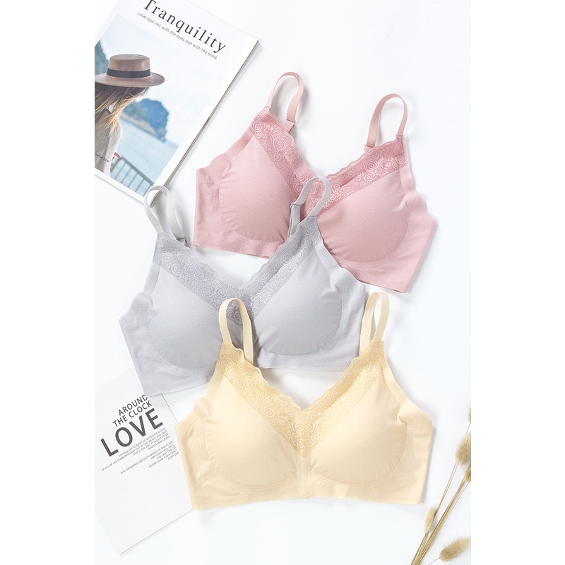 Áo Ngực Ren Mỏng Không Gọng Có Đệm Nâng Ngực Thoải Mái Gợi Cảm