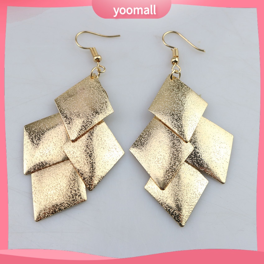 [YM] Khuyên Tai Tua Rua Lá Mờ Hình Thoi Thời Trang