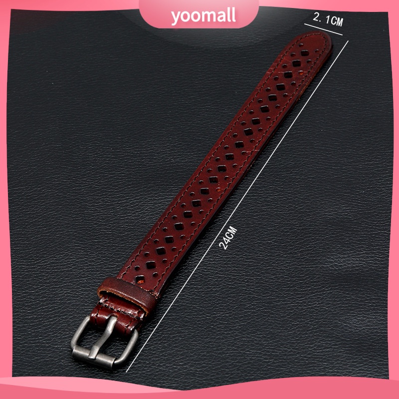 Vòng Tay Da Bò Bản Rộng Phong Cách Cổ Điển Cho Nam