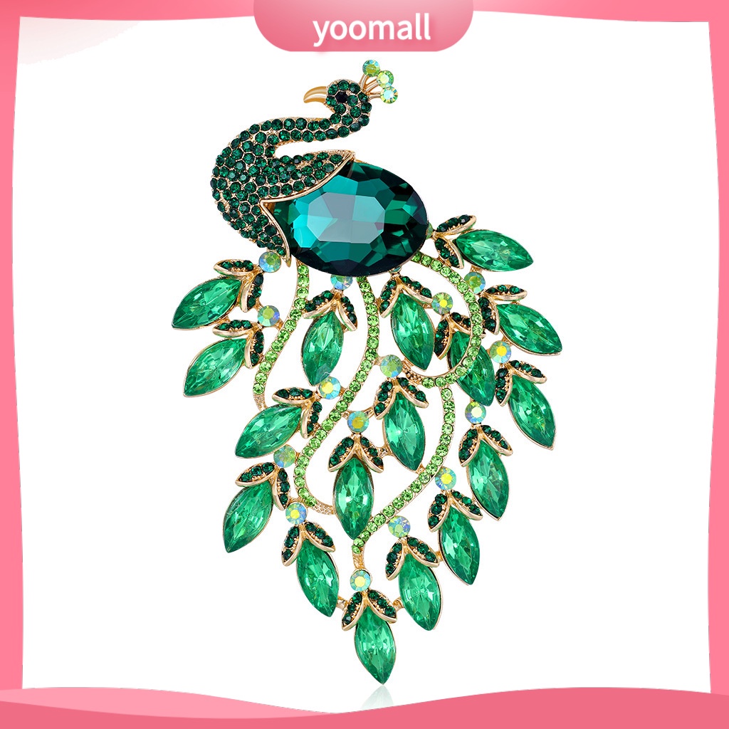 Ghim Cài Áo Hình Chim Công Đính Đá Phong Cách Retro