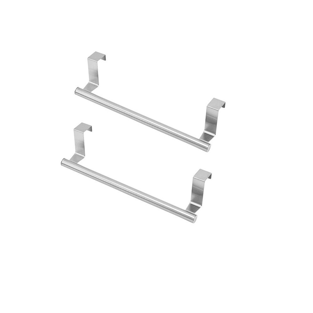 Set 2 Giá Đỡ Treo Khăn Tắm Bằng Thép Không Gỉ Màu Trắng / Đen Tiện Dụng Cho Nhà Bếp