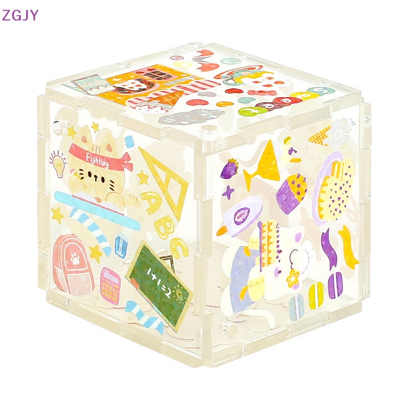 Móc Khóa Hình Khối Lập Phương 3D Bằng Acrylic Trong Suốt Độc Đáo DIY Mới