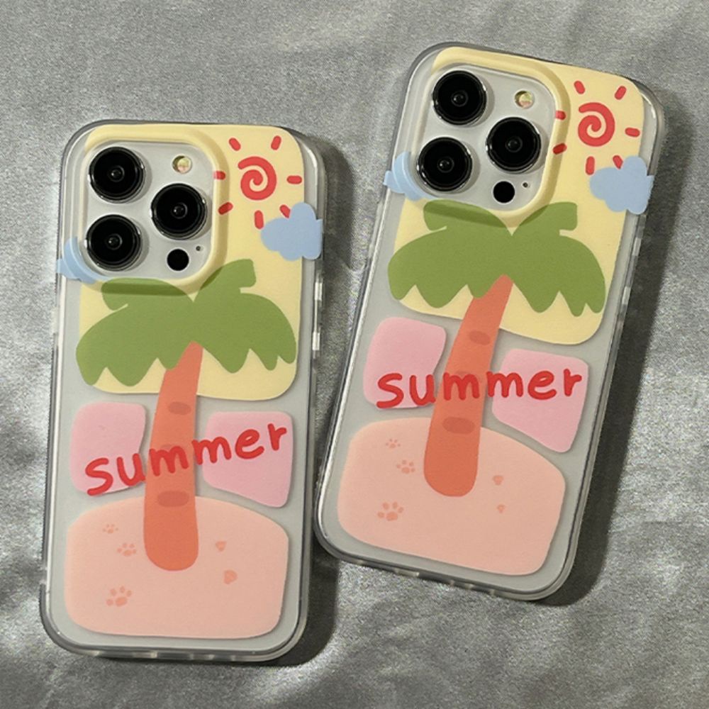 Ốp Điện Thoại TPU Mềm Chống Sốc Họa Tiết Cây Dừa Mùa Hè Cho IPhone 14 13 12 11 Pro Max X XR 8 7 Plus