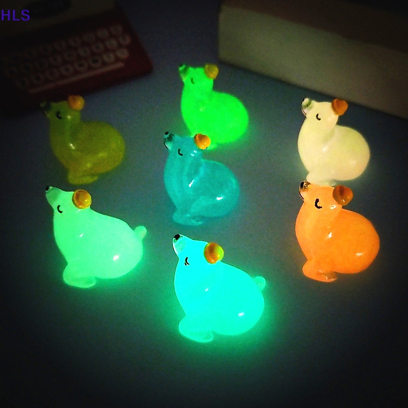 Bộ 2 Đồ trang trí Chú Chó Biển Hoạt Hình Mini Màu Dạ Quang Trang Trí Tiểu Cảnh / Nhà Búp Bê