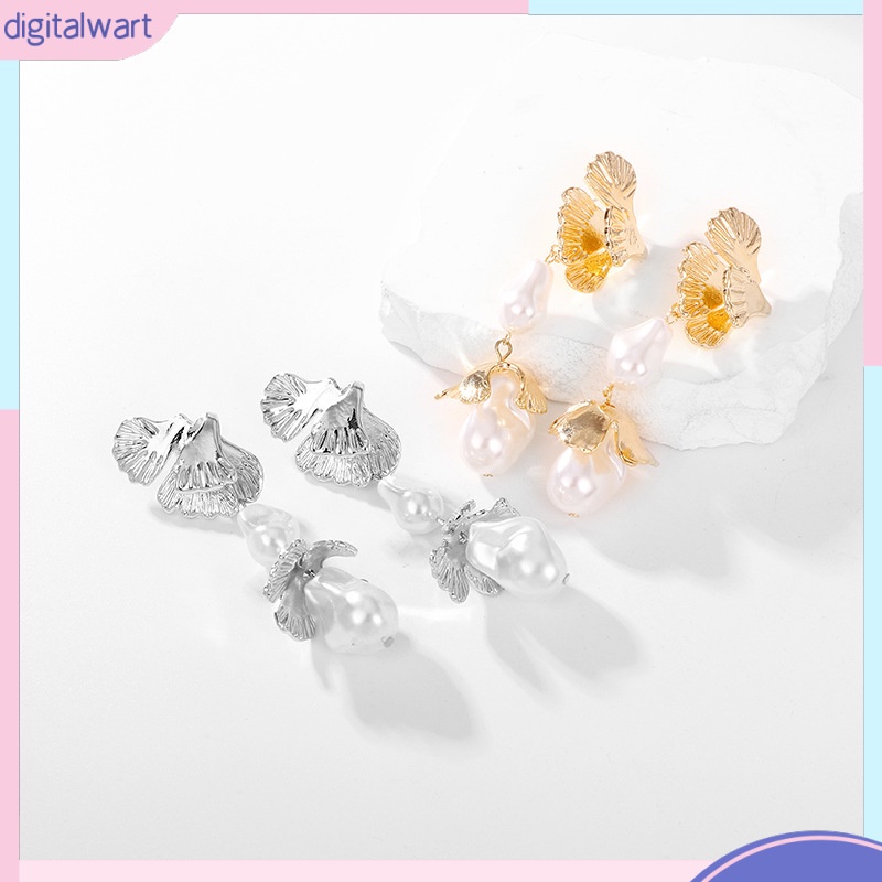 Bông Tai Hợp Kim Hình Bông Hoa Đính Ngọc Trai Phong Cách Âu Mỹ Dành Cho Nữ