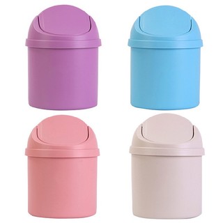 Mini Trash Can Storage Bucket Kitchen Plastic Desktop With Lid Small Trash Can