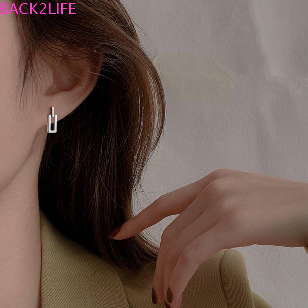 BACK2LIFE Bông Tai Dạng Xỏ Hình Học Thời Trang Cho Nữ 2life