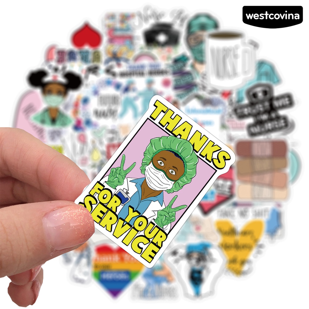 [WSTN]✎Bộ 50 Miếng Dán Họa Tiết Hoạt Hình Chống Thấm Nước Độc Đáo Trang Trí Bình Nước / Cốc