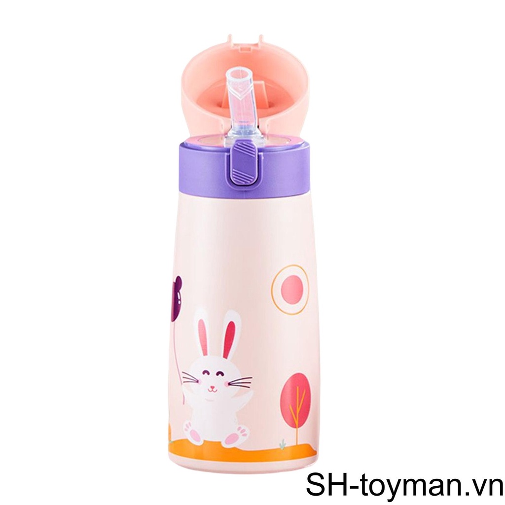 Bình Nước Giữ Nhiệt Kèm Ống Hút Họa Tiết Hoạt Hình Xinh Xắn Dành Cho Bé