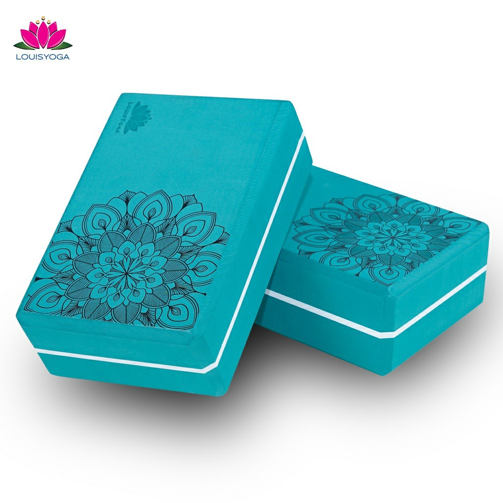 Gạch tập Yoga Louis cao cấp in nổi hoa mandala trọng lượng 320g  - Thương hiệu LOUIS YOGA