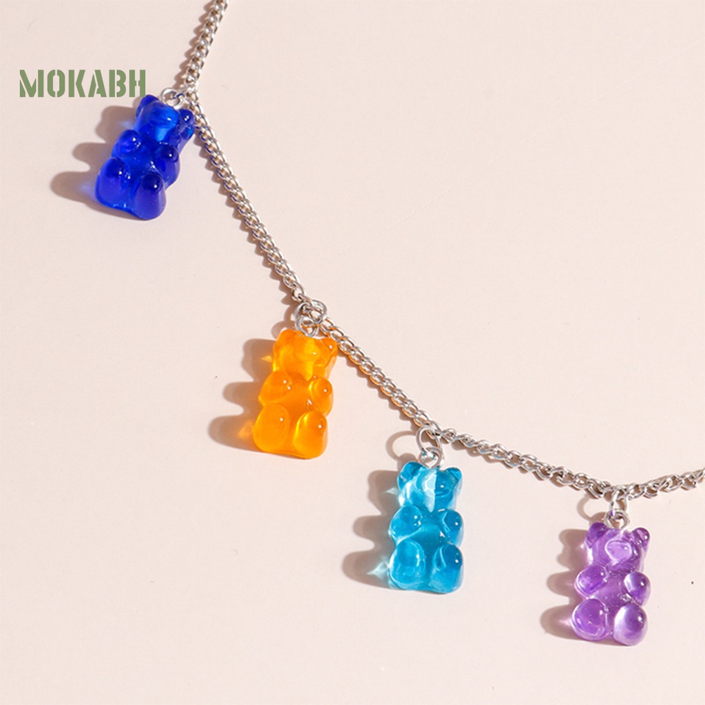 Vòng cổ Kim Loại Mặt Hình Gấu Hoạt Hình Màu Kẹo Ngọt Dễ Phối Đồ Chống Dị Ứng Thời Trang Cho Nữ