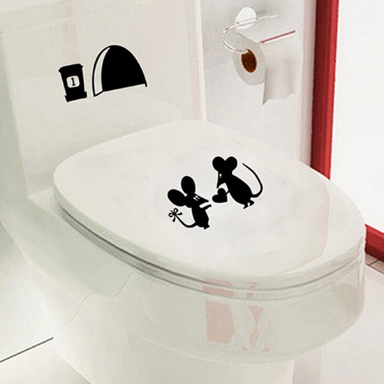 Miếng Dán Tường Trang Trí Hình Cặp Đôi Chuột Và Trái Tim Dễ Thương