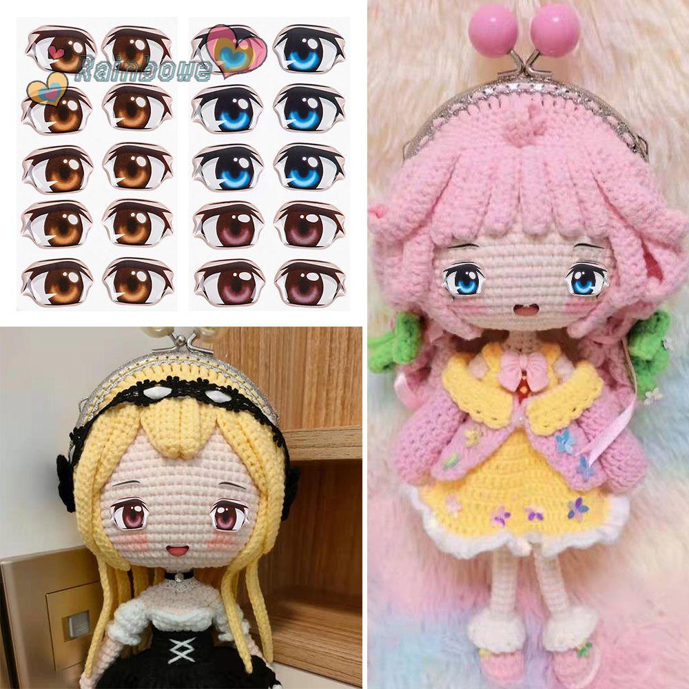 RAINBOW Set 10 Miếng Dán Mắt Kính Nhiều Kiểu Họa Tiết Hoạt Hình Màu Nâu / Xanh Dương