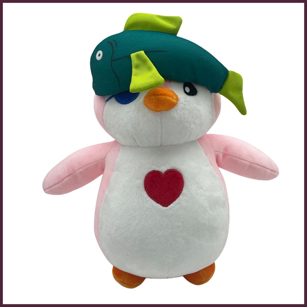 Thú Nhồi Bông Hình Chim Cánh Cụt Mũ Cá Dễ Thương Cho Bé