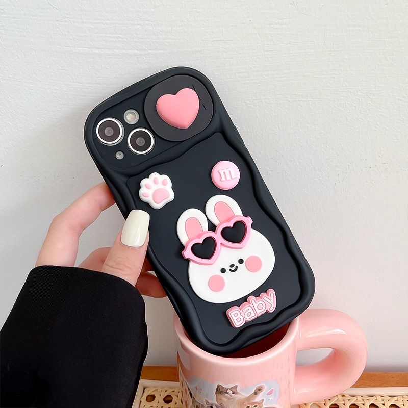 Ốp Điện Thoại TPU Mềm Chống Sốc Hình Gấu Thỏ 3D Cho IPhone 14 13 12 11 Pro Max