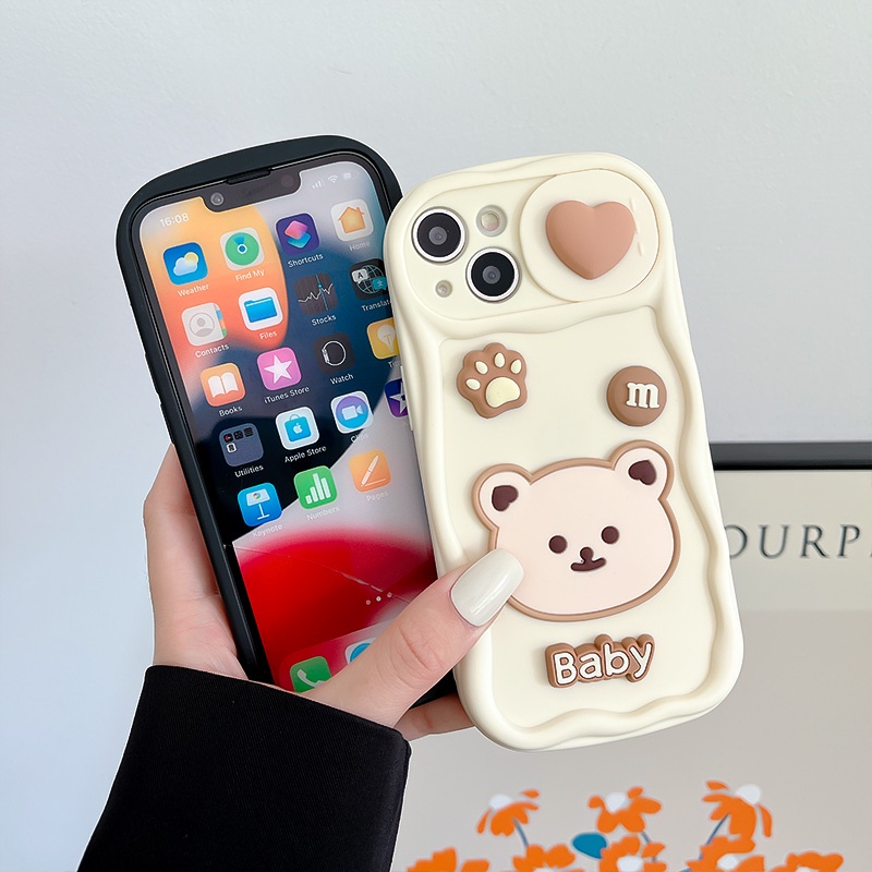 Ốp Điện Thoại TPU Mềm Chống Sốc Hình Gấu Thỏ 3D Cho IPhone 14 13 12 11 Pro Max