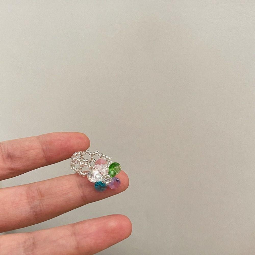 Nhẫn Thời Trang Hàn Quốc Y2K Hình Hoa Đính Tua Rua