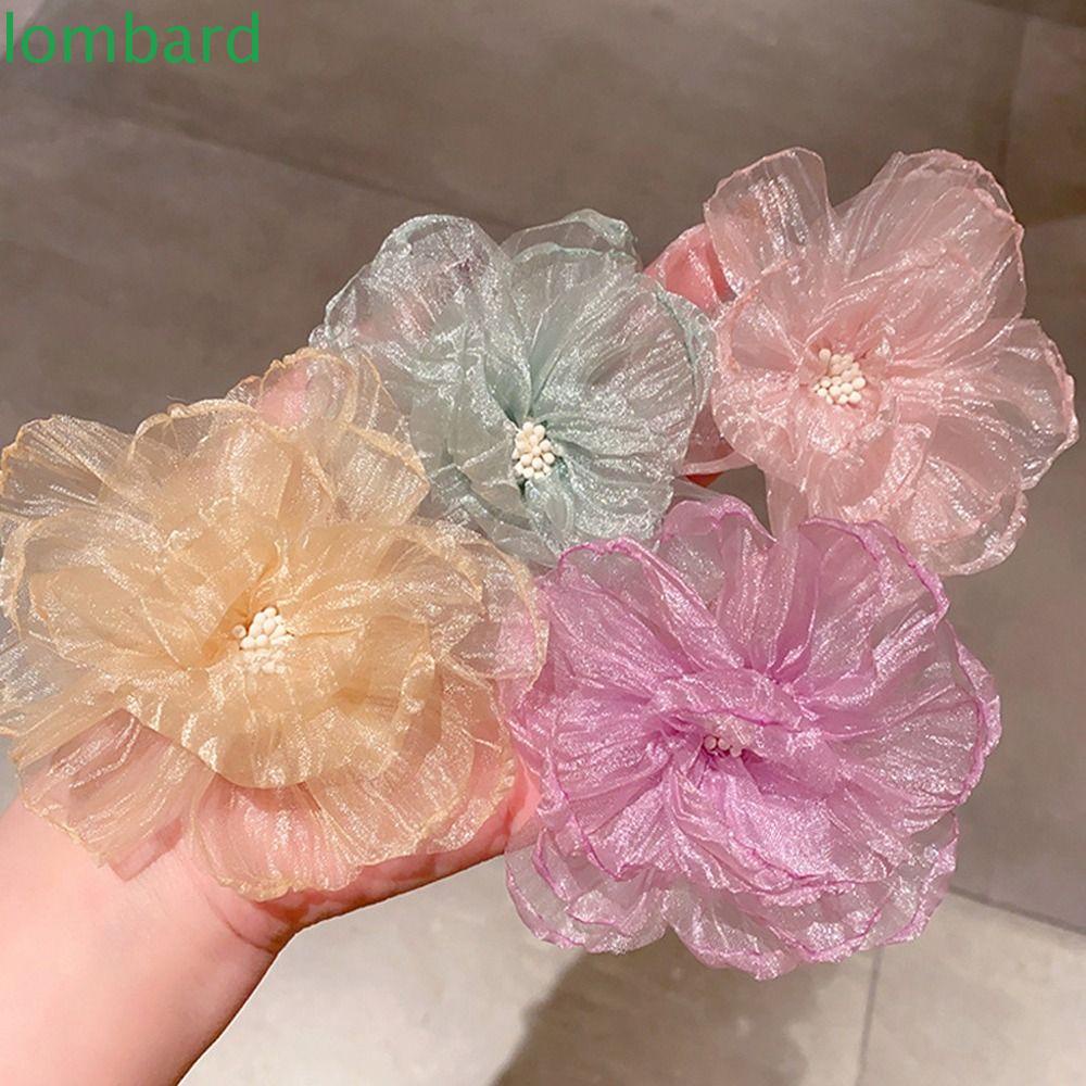 LOMBARD Kẹp Tóc Lưới Trong Suốt Hình Hoa Dễ Thương Cho Bé Gái