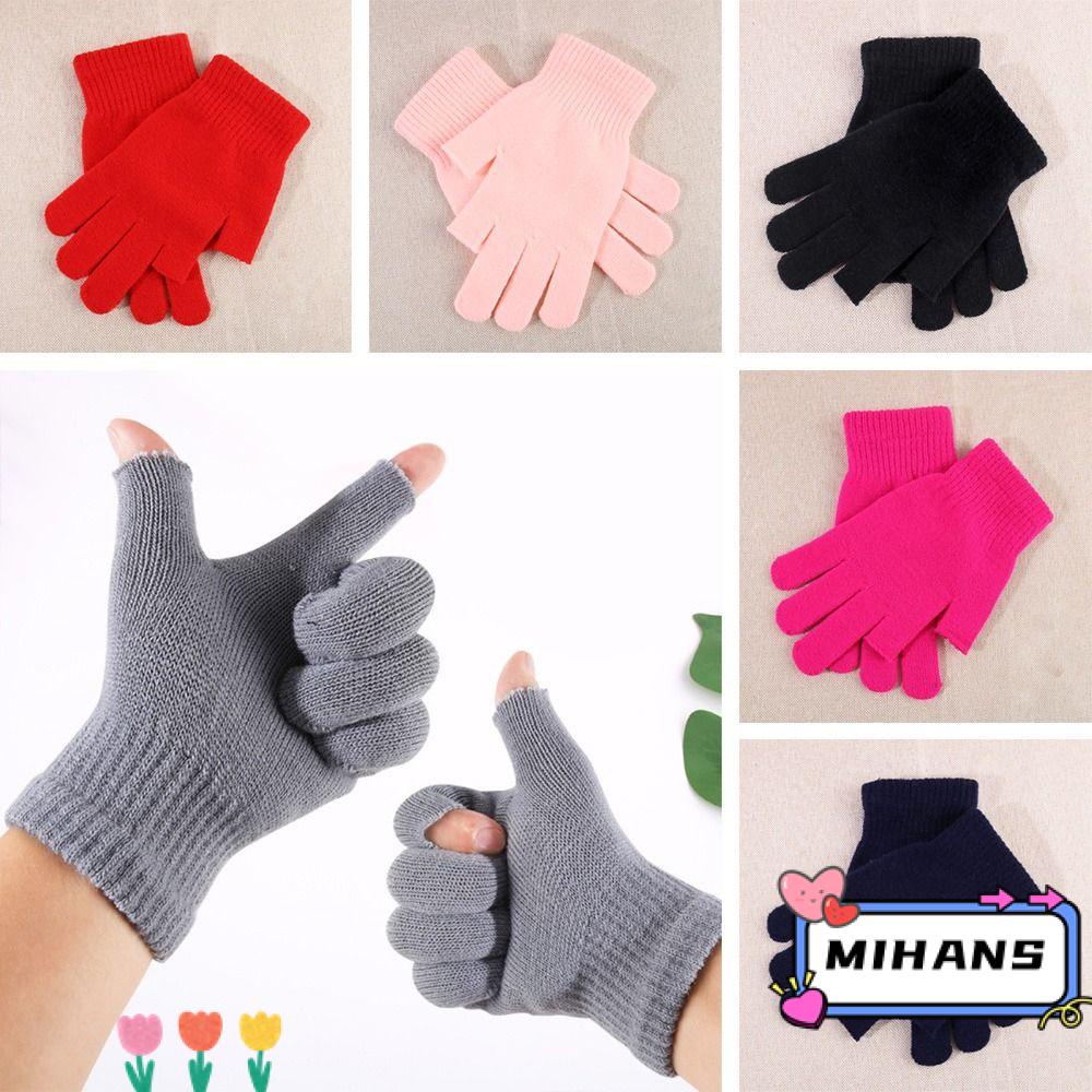 MIH Găng Tay Len Lông Cừu Giữ Ấm Thời Trang Thu Đông Cho Nữ