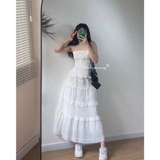 Chân váy maxi TRẮNG xoè
