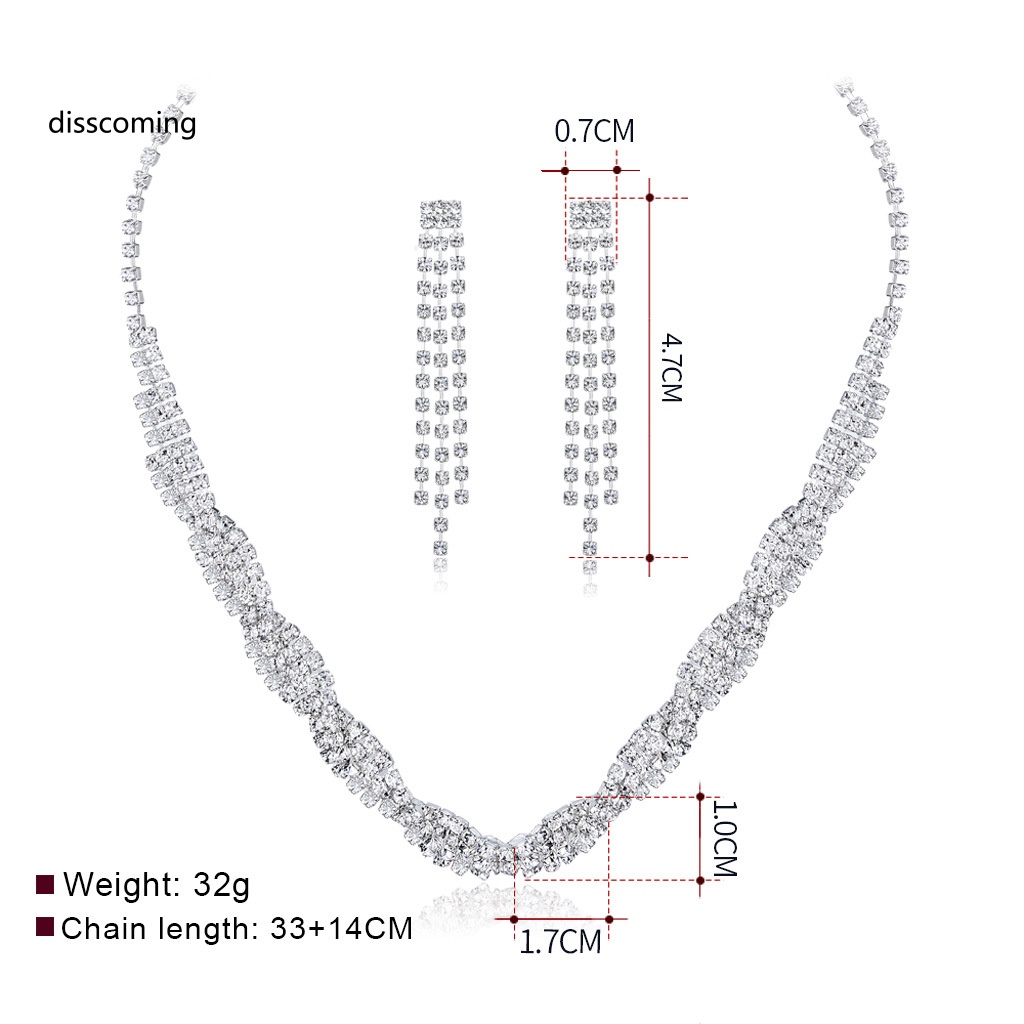 Đầm Nữ Kiểu Dáng Thời Trang Thanh Lịch| Bộ Vòng cổ + Bông Tai Đính Kim Cương Pha Lê Cho Cô Dâu