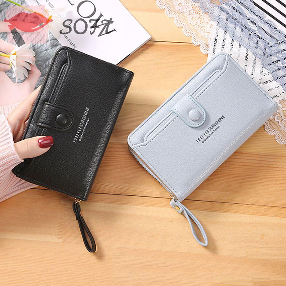 SOFTNESS Ví Da Dài Thời Trang Cho Điện Thoại Giá Đỡ