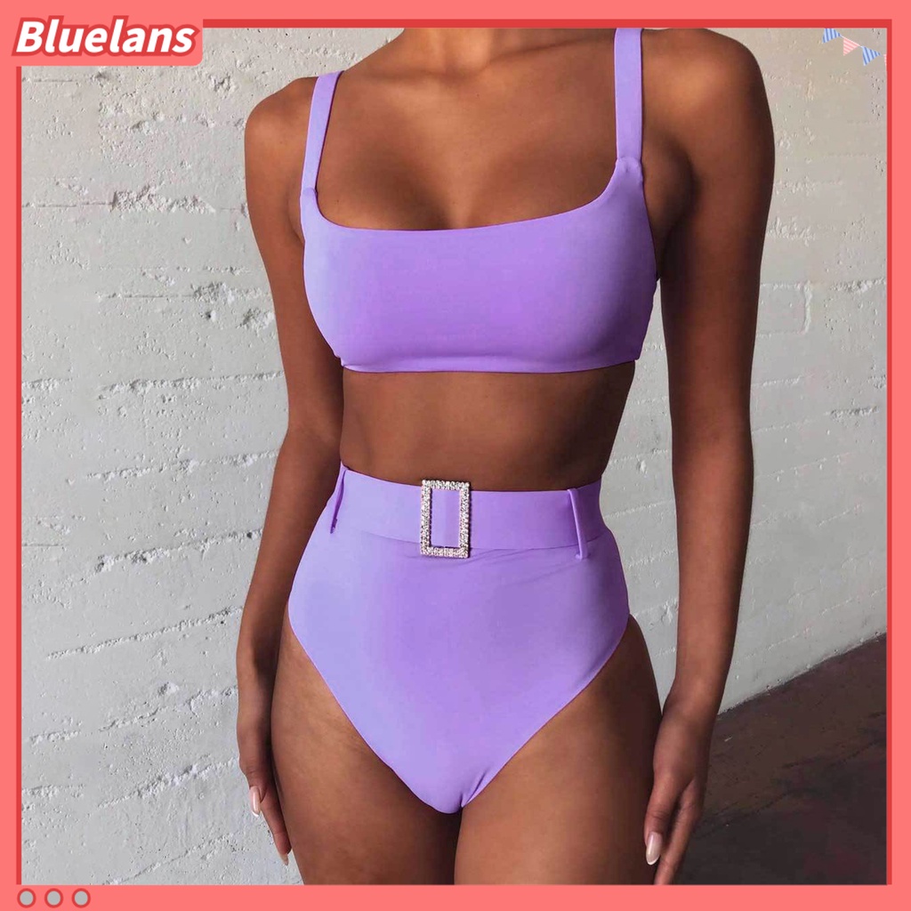 Bộ Đồ Bơi 2 Mảnh Lưng Cao Không Tay Màu Sắc Thời Trang Cho Nữ